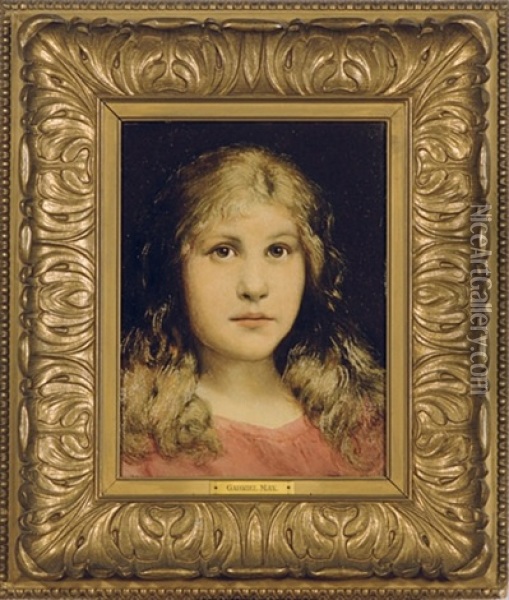 Portrait Of A Young Girl Oil Painting - Gabriel von Max