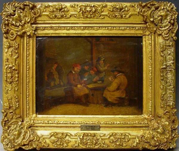 Wirtshausszene - Kartenspieler Oil Painting - David The Younger Teniers