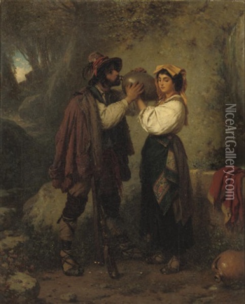Ein Liebestrunk - The Love-potion Oil Painting - Konstantin Johannes Franz Cretius