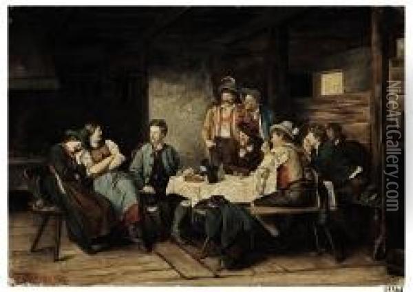 Interno Tirolese Oil Painting - Franz Von Defregger