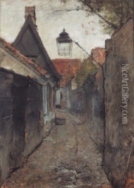 The Little Street Oil Painting - Gotthardt Johann Kuehl
