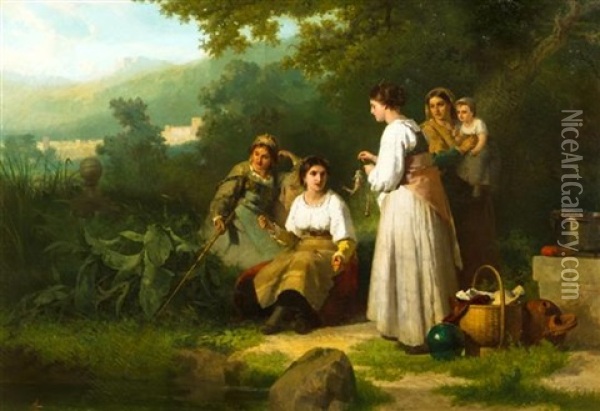 The Fishing Party Oil Painting - Karel Frans Philippeau