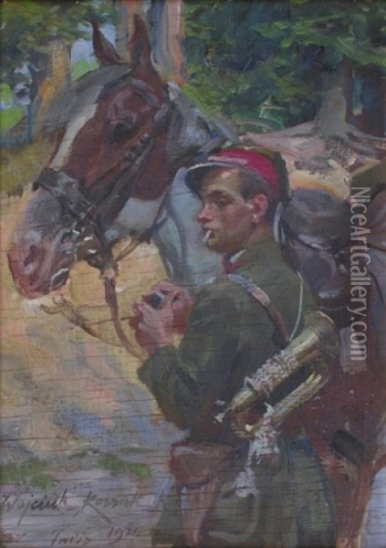Legionnaire Oil Painting - Woiciech (Aldabert) Ritter von Kossak