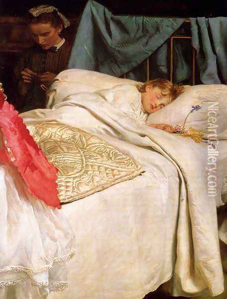 Sleeping Oil Painting - Sir John Everett Millais