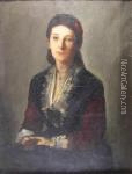 Portrait Of Gertrude Grafin Von Werthern Oil Painting - Franz von Lenbach