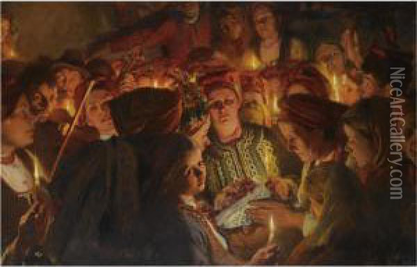 The Celebration Oil Painting - Wlodzimierz Tetmajer