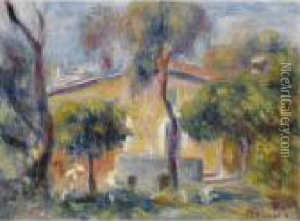 Maisons A Cagnes Oil Painting - Pierre Auguste Renoir