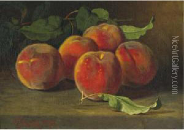Still Life With Peaches Oil Painting - Edward Chalmers Leavitt