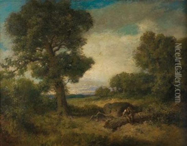 Figure In A Landscape Oil Painting - Hermann Herzog