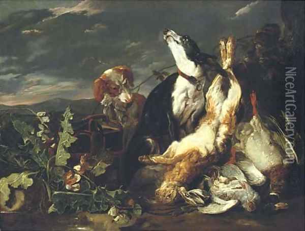 A hunting still-life with a partridge Oil Painting - Jan Fyt