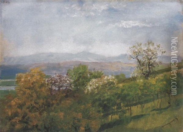Tavaszi Domboldal (spring Hillside) Oil Painting - Laszlo Mednyanszky