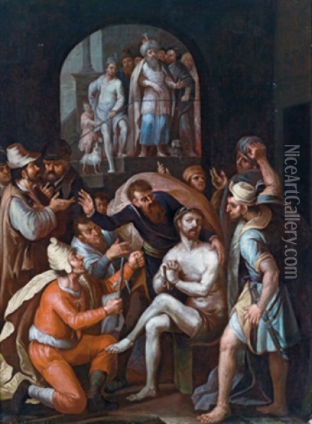 Verspottung Christi Oil Painting - Pieter Aertsen