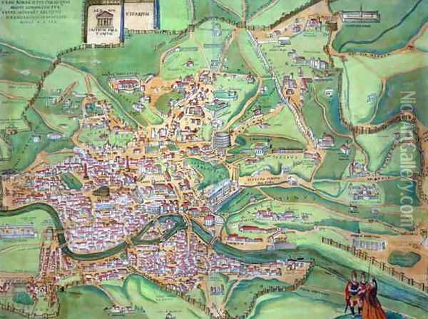 Map of Rome from Civitates Orbis Terrarum 2 Oil Painting - Joris Hoefnagel