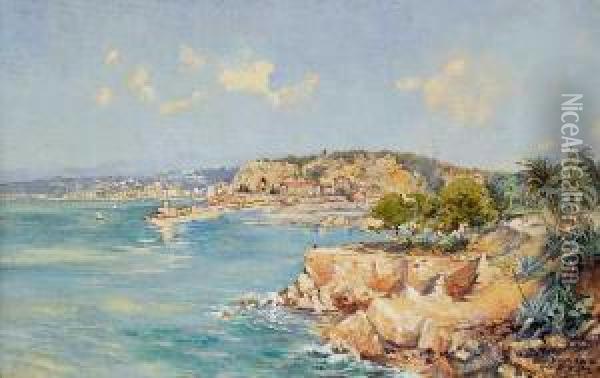 Kustenlandschaft Bei Nizza Oil Painting - Louis Saugy