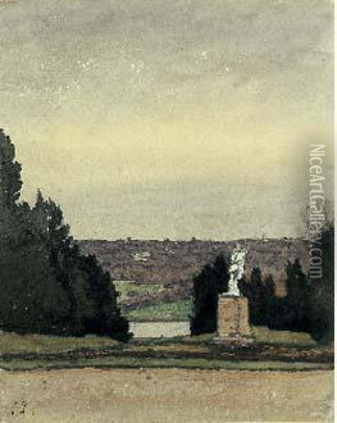 Vue De Saint Cloud Oil Painting - Henri-Joseph Harpignies