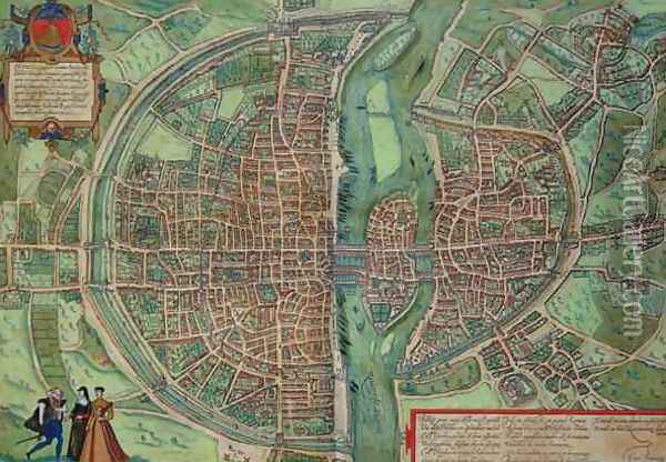 Map of Paris from Civitates Orbis Terrarum Oil Painting - Joris Hoefnagel
