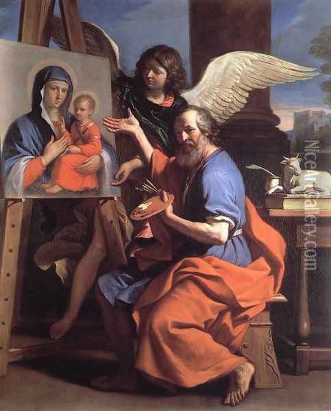 St Luke Displaying a Painting of the Virgin 1652-53 Oil Painting - Giovanni Francesco Barbieri