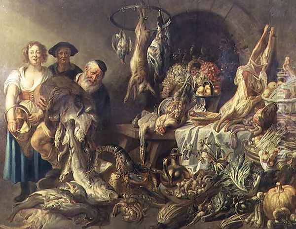Still Life with Fishmonger Oil Painting - J. & Utrecht, A. Jordaens