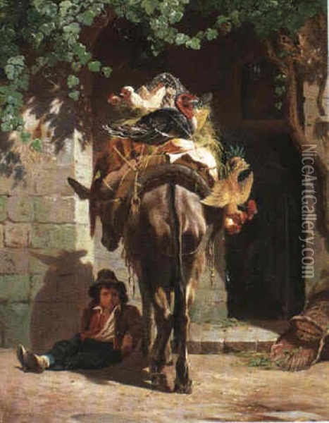 Honsekraemmeren, Rom Oil Painting - Adolf Heinrich Mackeprang