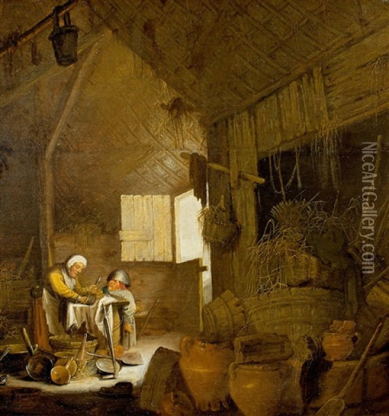 Im Stall Oil Painting - Pieter de Bloot