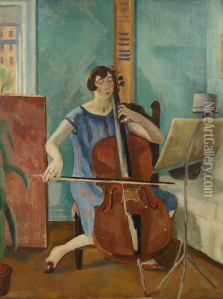 The Cellist Oil Painting - Samuel Halpert