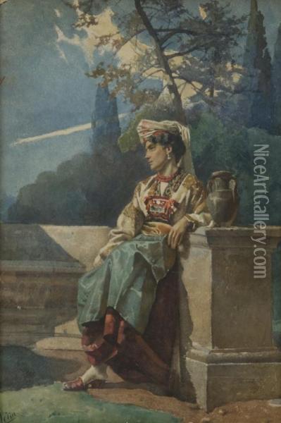 Popolana In Costume Oil Painting - Luigi Serra