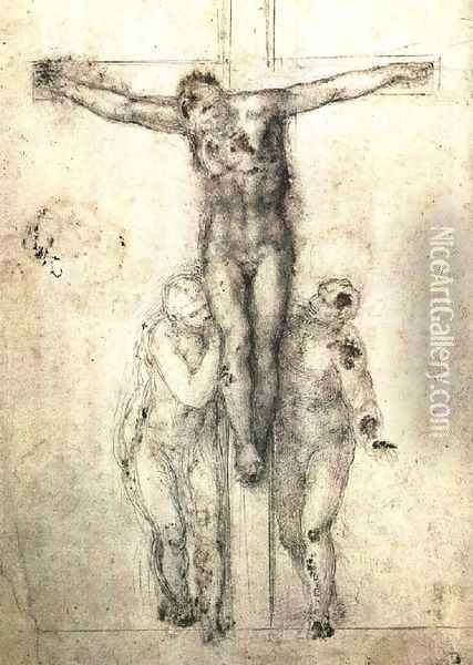 Crucifix c. 1556 Oil Painting - Michelangelo Buonarroti