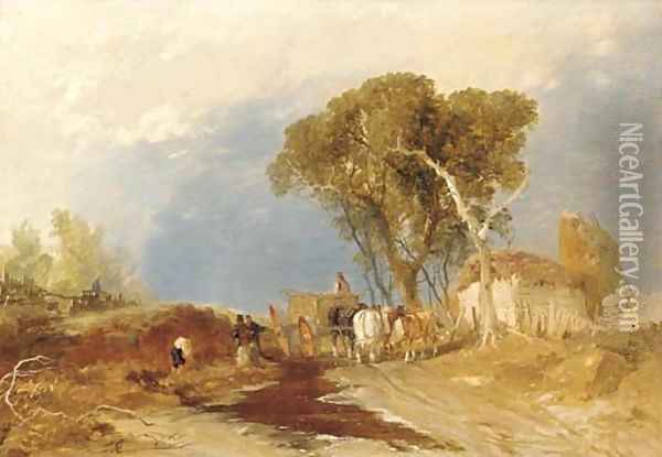 The gravel diggers Oil Painting - English School