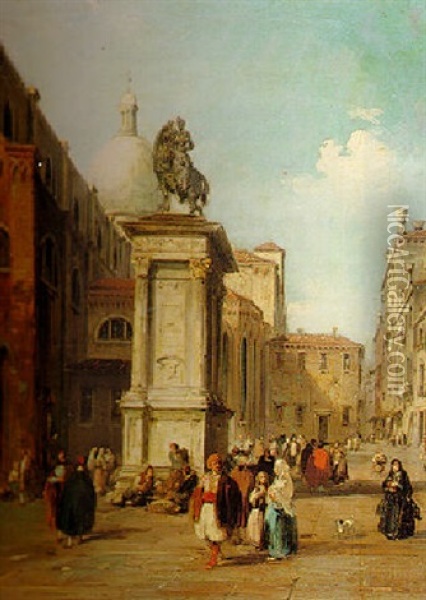 The Colleonis Monument And San Giovanni E Paolo, Venice Oil Painting - Edward Pritchett