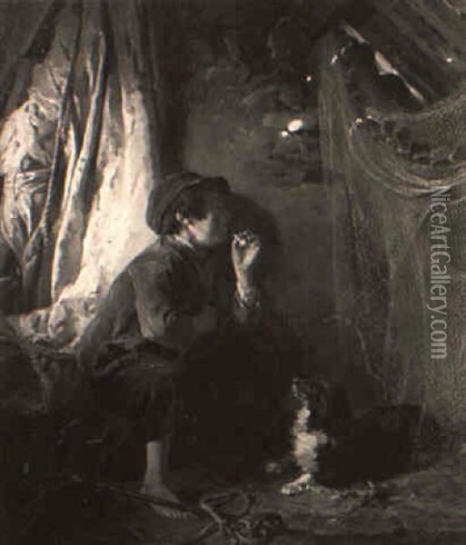 Sneaking A Smoke Oil Painting - Frederick Arthur Bridgman