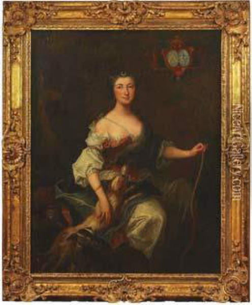 Portrait De Femme En Diane Oil Painting - Jean-Baptiste Bocquet