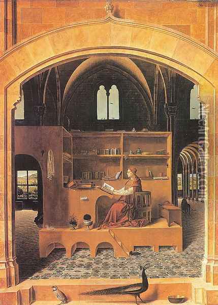 St. Jerome in his Study (San Gerolamo nello studio) Oil Painting - Antonello da Messina Messina