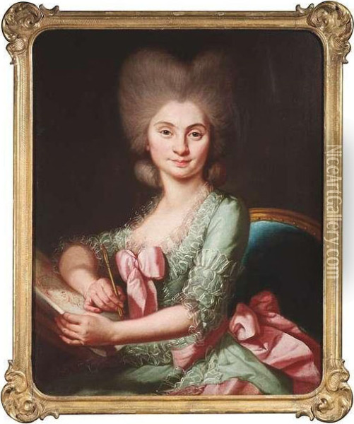 Lisiewski, Christian Friedrich Rheinhold . Portrait Of A Female Artist Oil Painting - Christian Friedrich Liszewski