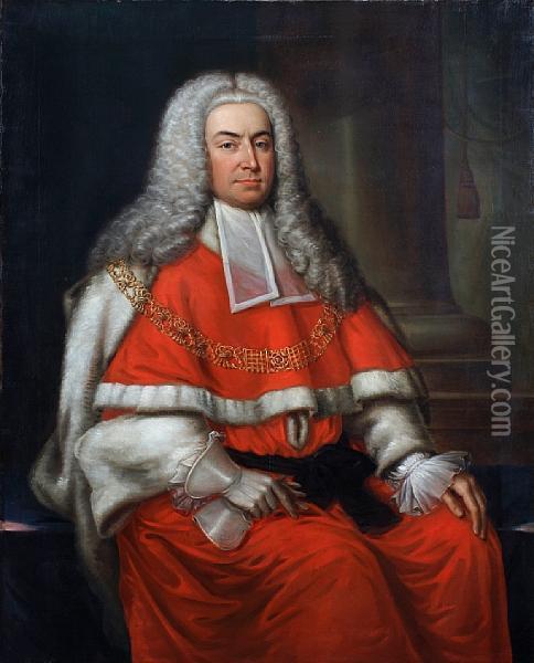 A Portrait Of Sir William Yorke,three-quarter-length Oil Painting - Philip Hussey
