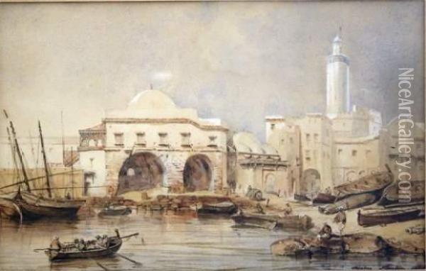 Port Oriental Oil Painting - Eugene Napoleon Flandin