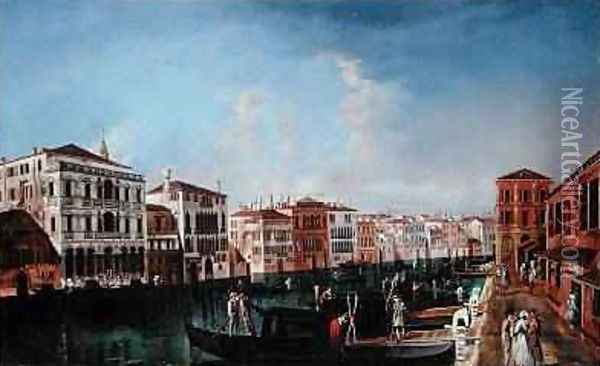 A View of the Grand Canal Venice Looking South-East from the Palazzo Michiel dalle Colonne to the Fondaco dei Tedesci Oil Painting - (follower of) Marieschi, Michele