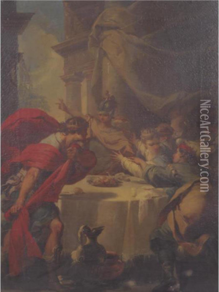 Scene At A Classical Banquet Oil Painting - Gaetano Gandolfi