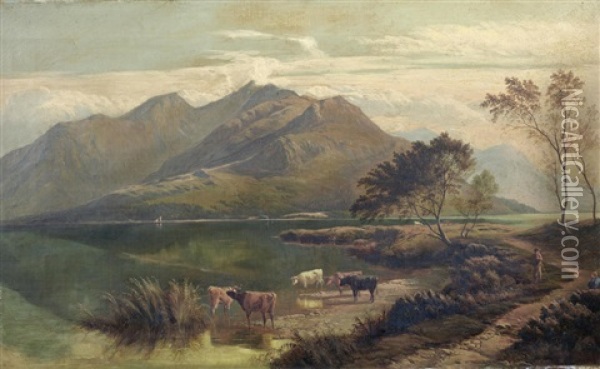 A Mountain Landscape Oil Painting - Sidney Richard Percy