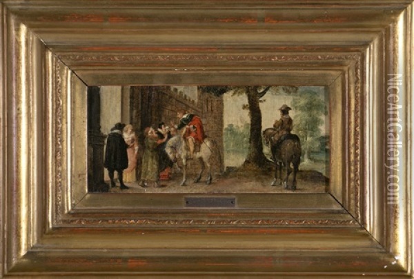Cavaliers A La Porte D'un Chateau Oil Painting - Sebastian Vrancx