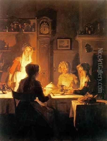 The Evening Meal c.1900 Oil Painting - Claude Joseph Bail
