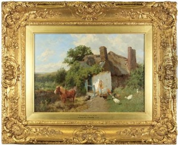 A Cornish Cottage Near St. Just Oil Painting - Charles Collins II