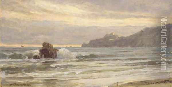 Rocky Coastline at Sunset Oil Painting - William Trost Richards