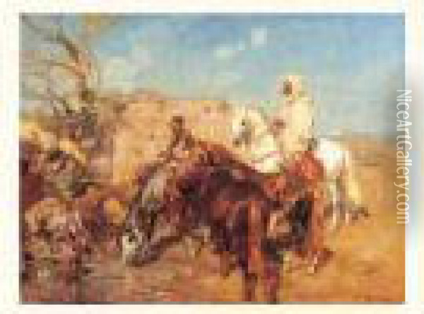 Cavaliers Arabes A La Mare Oil Painting - Henri Julien Rousseau