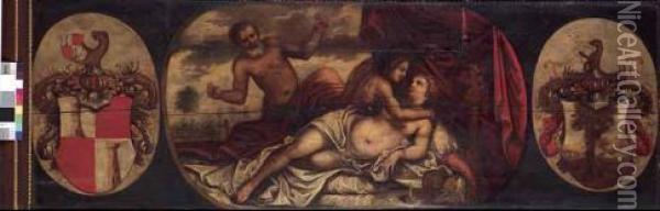 Venere E Marte Sorpresi Da Vulcano Oil Painting - Andrea Meldolla Schiavone