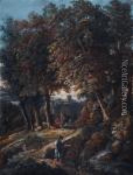 Sudliche Landschaft Mit Hirten Und Angler Oil Painting - Karoly, the Elder Marko