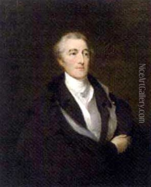 Portrait Of Arthur Wellesley, Duke Of Wellington, In A Black Coat And Cloak, With A White Shirt Oil Painting - Thomas Lawrence