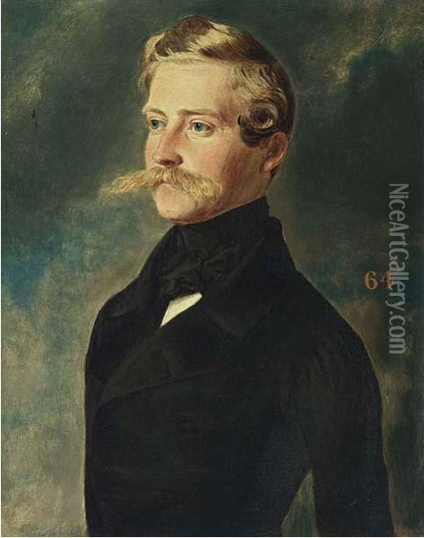 A Portrait Of Prince Leopold Of Saxe-coburg-gotha (1824-1884), After Franz Xavier Winterhalter (1805-1873) Oil Painting - William Corden