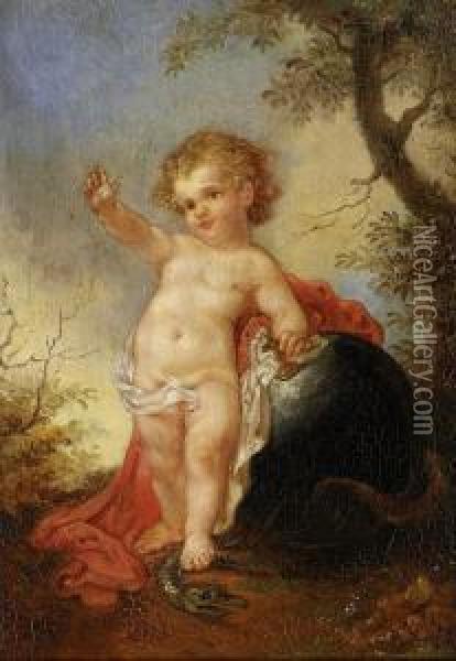 Baby Jesus With Snake And Globe Oil Painting - Januarius Zick