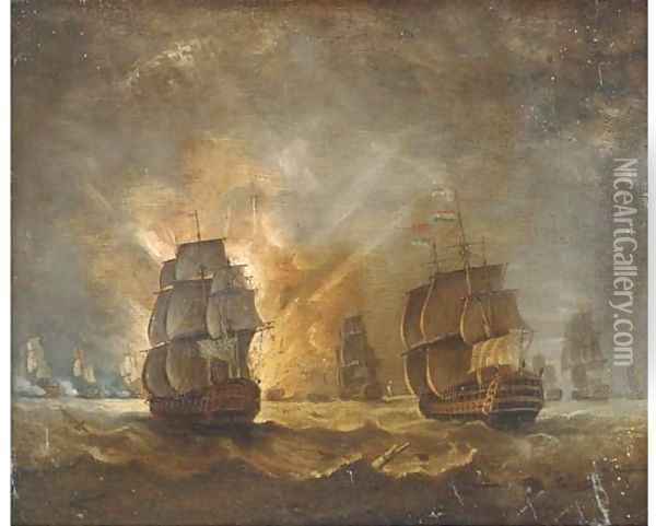 A naval battle Oil Painting - Peter Monamy