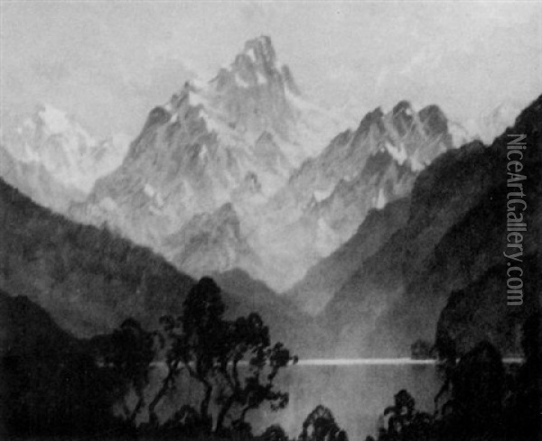 Lake Como Oil Painting - Hezekiah Anthony Dyer